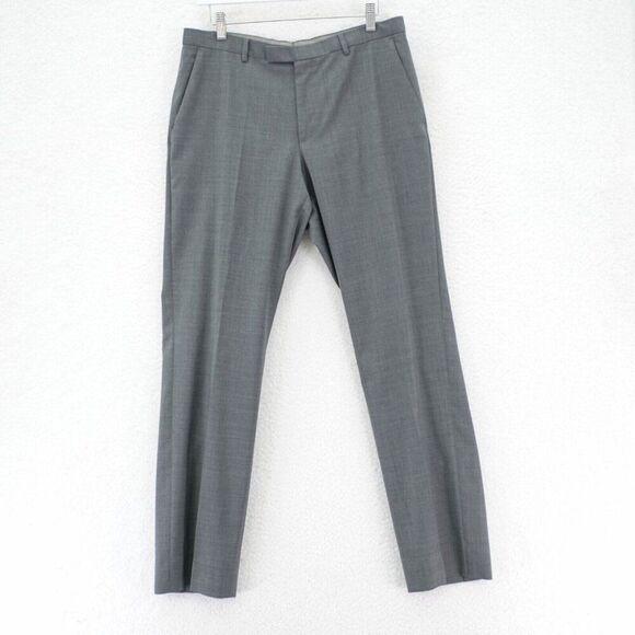 Hugo Boss Sharp 1 US Wool Gray Flat Front Mid Rise Dress Pants Trousers 32/31 Li - Picture 1 of 9